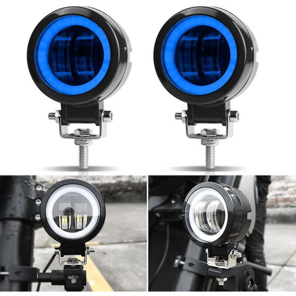 Motosiklet Scooter Atv Sis Farı Metal Gövde Angel Renk Seçenekli 20 W 2 Adet - Mavi Motorsiklet Lambaları Fiyatı