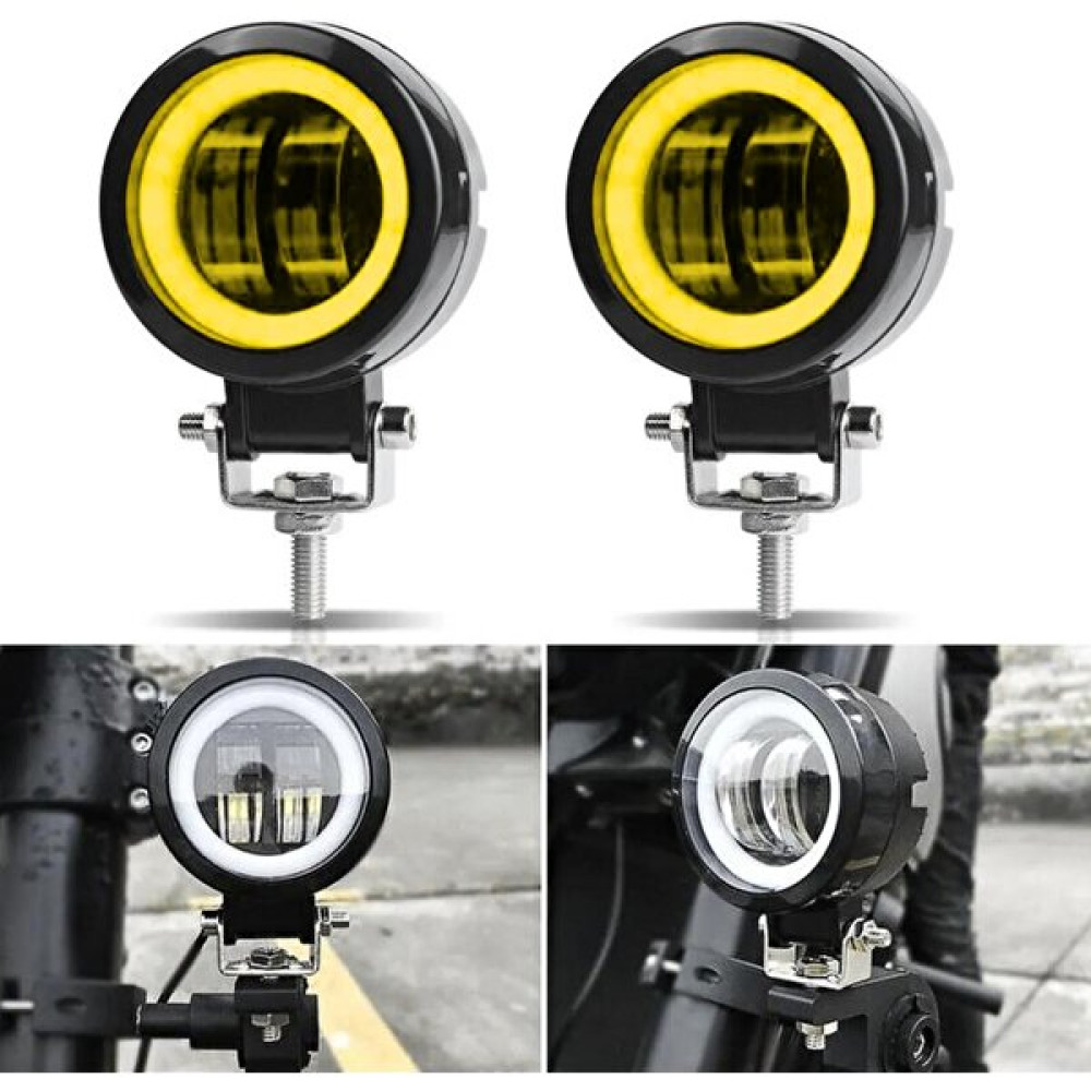 Motosiklet Scooter Atv Sis Farı Metal Gövde Angel Renk Seçenekli 20 W 2 Adet - Sarı Motorsiklet Lambaları Fiyatı