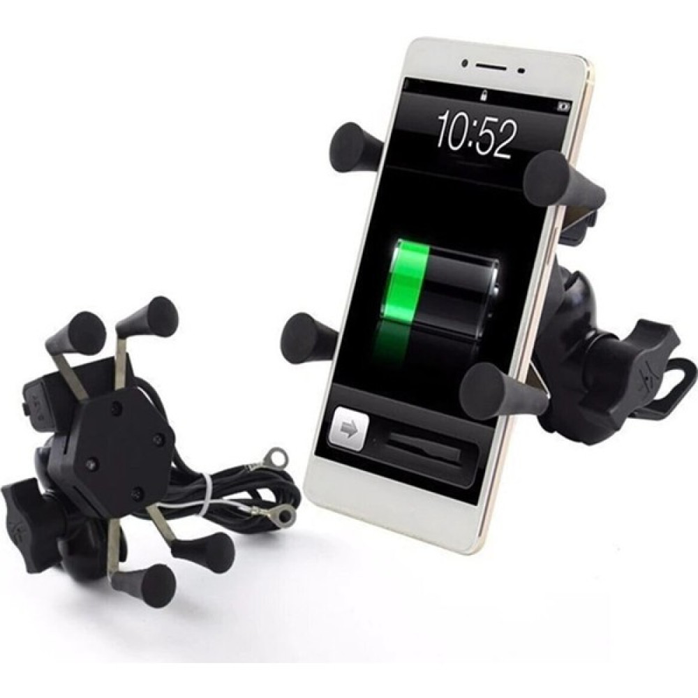 Motospartan S001 Usb Şarj Soketli Evrensel Motosiklet Telefon Tutucu, Kıskaçlı, Metal Aparatlı Ayna Bağlantı Motorsiklet için Diğer Aksesuarlar Fiyatı