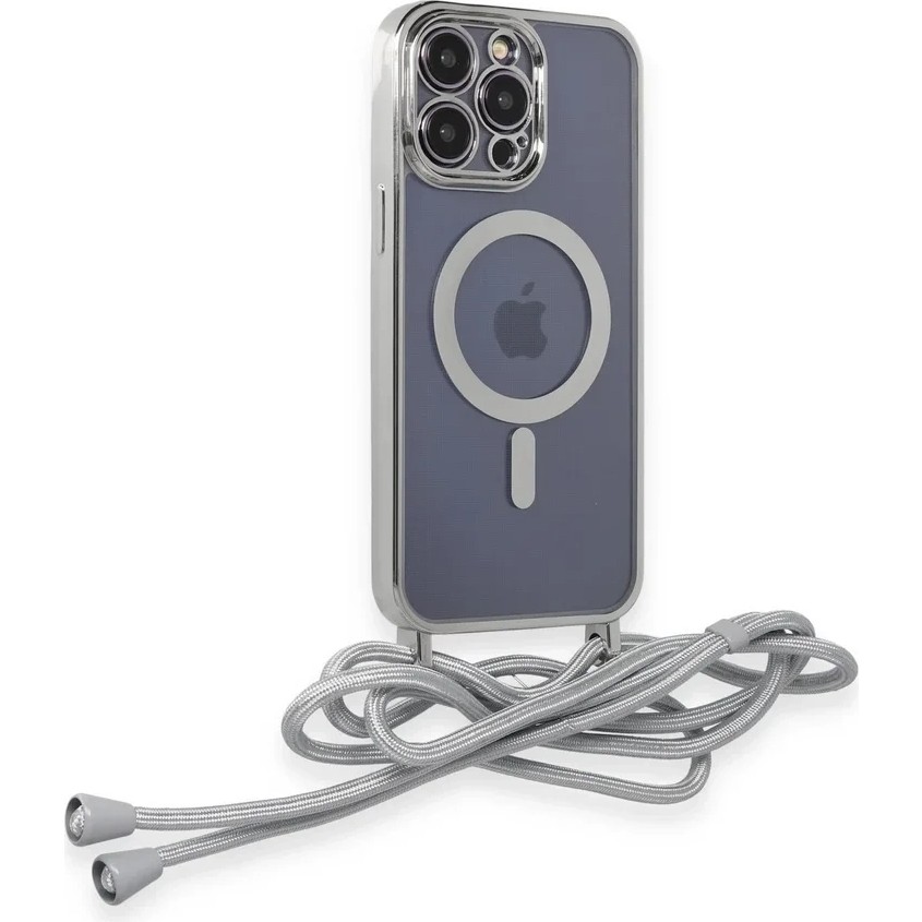 Motto Ticaret Mey Ithalat® iPhone 14 Pro Kılıf Divo Lazer Askılı Magsafe Kapak - Gümüş - 1 GB Diğer Fiyatı