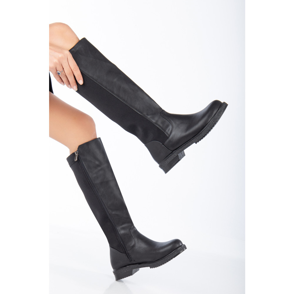 moun shoes KADIN SİYAH DALGIÇ KUMAŞ DİZALTI ÇİZME FERMUARLI MODA 38 Beden Kadın Çizmeleri Fiyatı