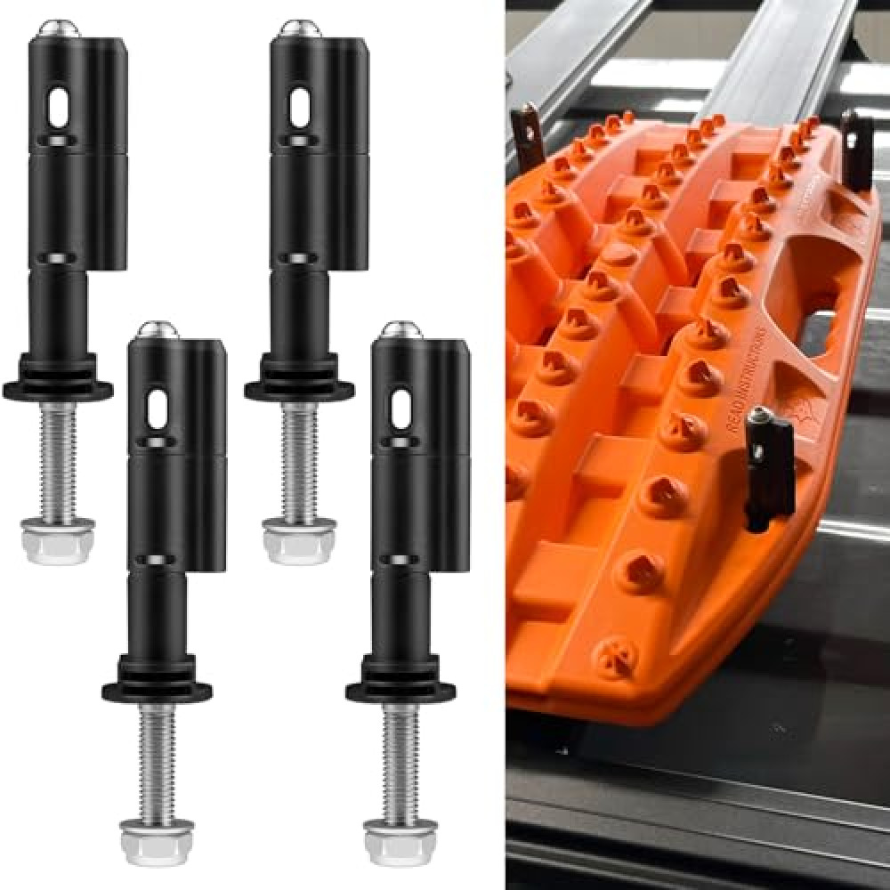 Mounting Pins for Recovery Boards, 4 PCS Lockable Traction Board Mount Pins, Safety Theftproof Mounting Pins Compatible with MaxTrax MKII Recovery Boards, Including M10 Bolts, 140MM Pins