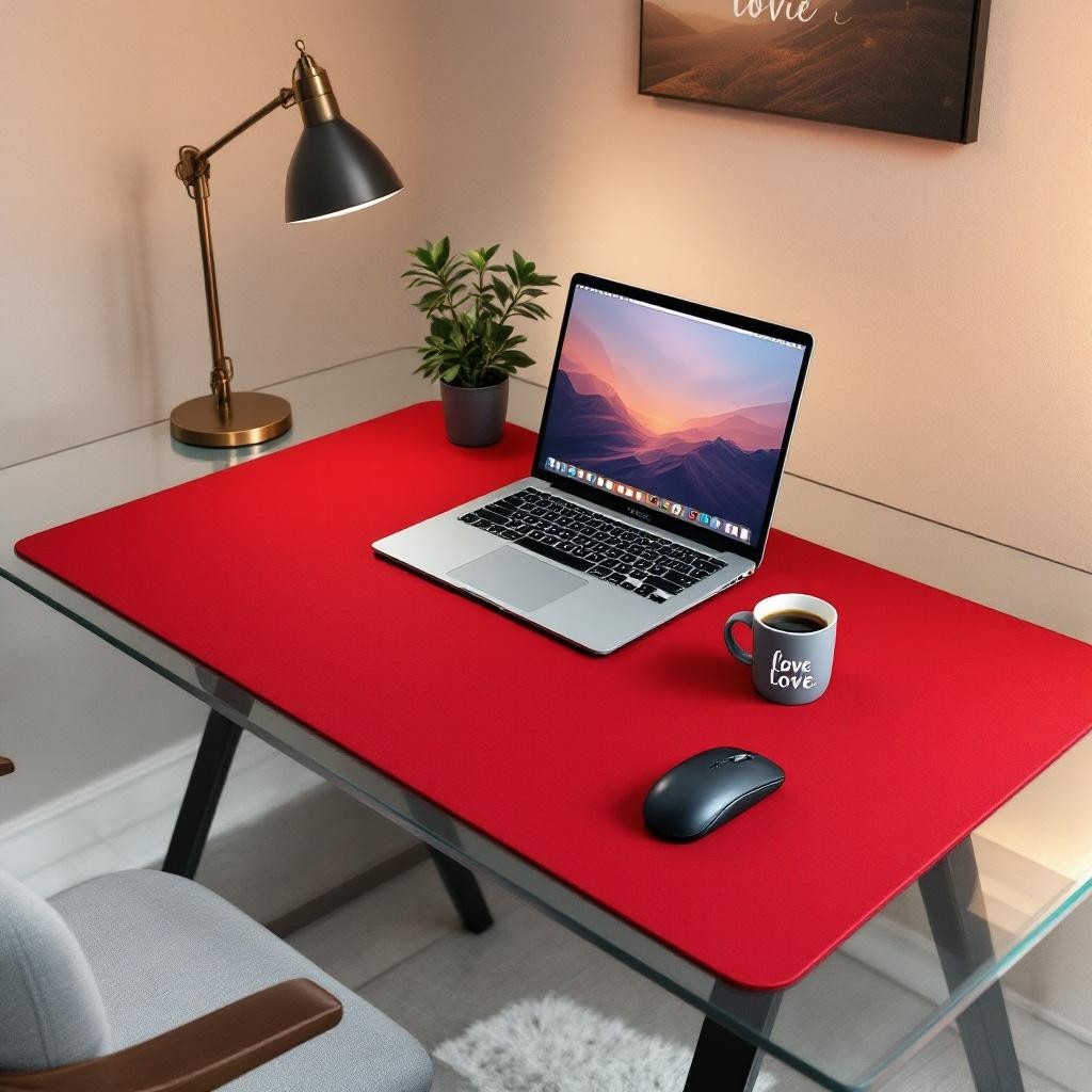 Mouse Pad Büyük Ölçü - Desk Mat Geniş Ebad - Masa Matı – 40 cm × 120 cm – Crimson Kırmızı Siyah XL Mouse Pad – PU Deri - Gamer Kaymaz Taban - Ofis ... Diğer Fiyatı