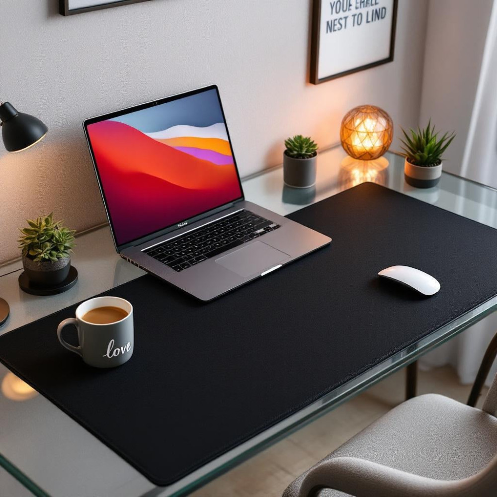 Mouse Pad Büyük Ölçü - Desk Mat Geniş Ebad - Masa Matı – 60 cm × 120 cm – Jet Siyah XL Mouse Pad – PU Deri - Gamer Kaymaz Taban - Ofis Masa Aksesuar Mouse Pad Fiyatı