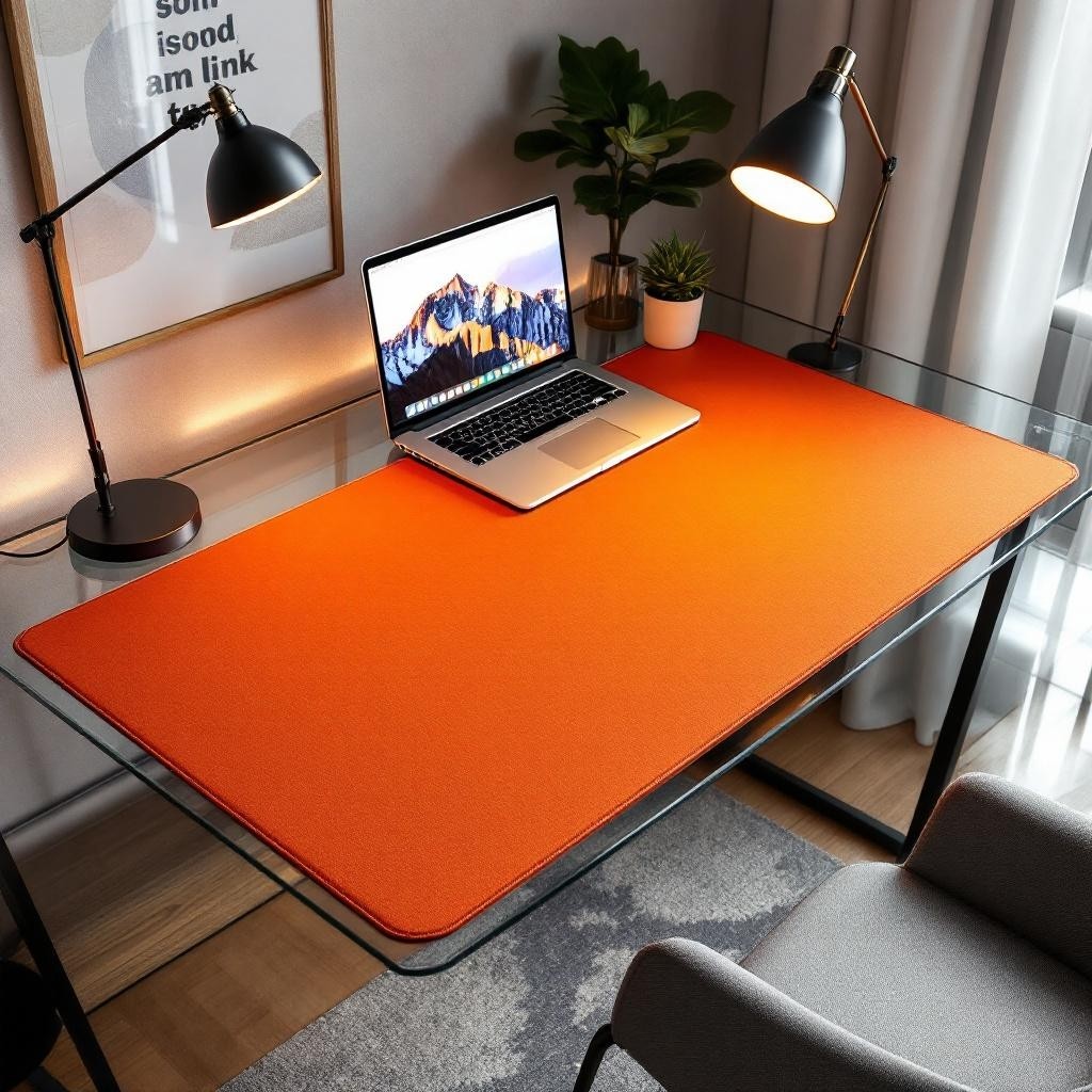 Mouse Pad Büyük Ölçü - Desk Mat Geniş Ebad - Masa Matı – 60 cm × 140 cm – Orange Siyah XL Mouse Pad – PU Deri - Gamer Kaymaz Taban - Ofis Masa Akse... Diğer Fiyatı