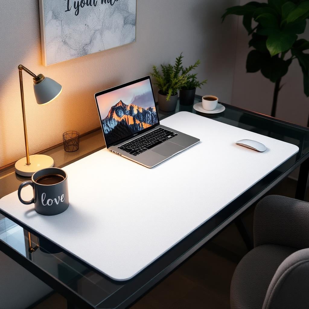 Mouse Pad Büyük Ölçü - Desk Mat Geniş Ebad - Özel Vegan Deri Masa Matı - 50 cm × 120 cm - Beyaz | Kişiselleştirilmiş Ofis Mat Mouse Pad Fiyatı