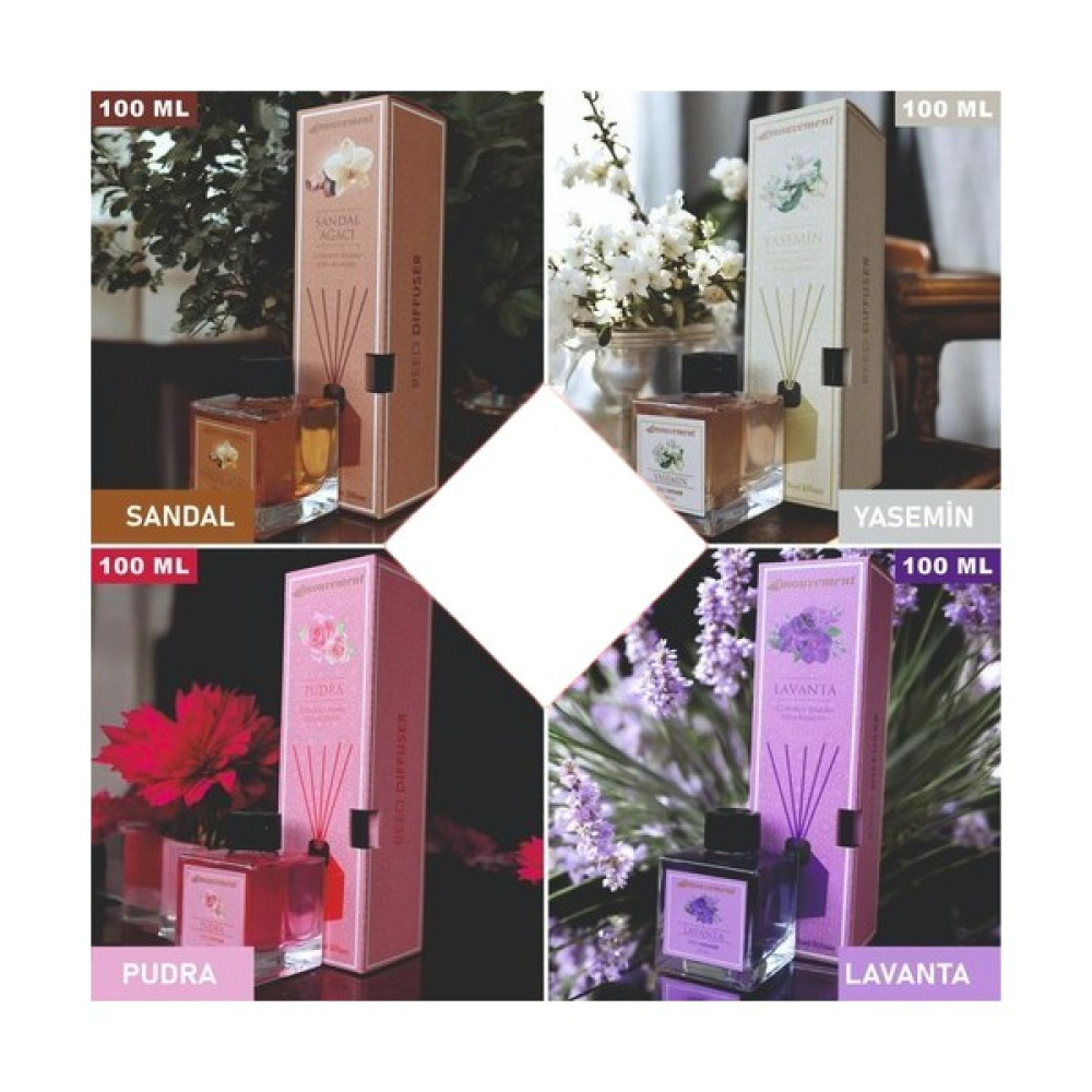 Mouvement 4'lü Çubuklu 100 ml Oda Kokusu Seti (Sandal Yasemin Pudra Lavanta) Oda Kokusu Fiyatı
