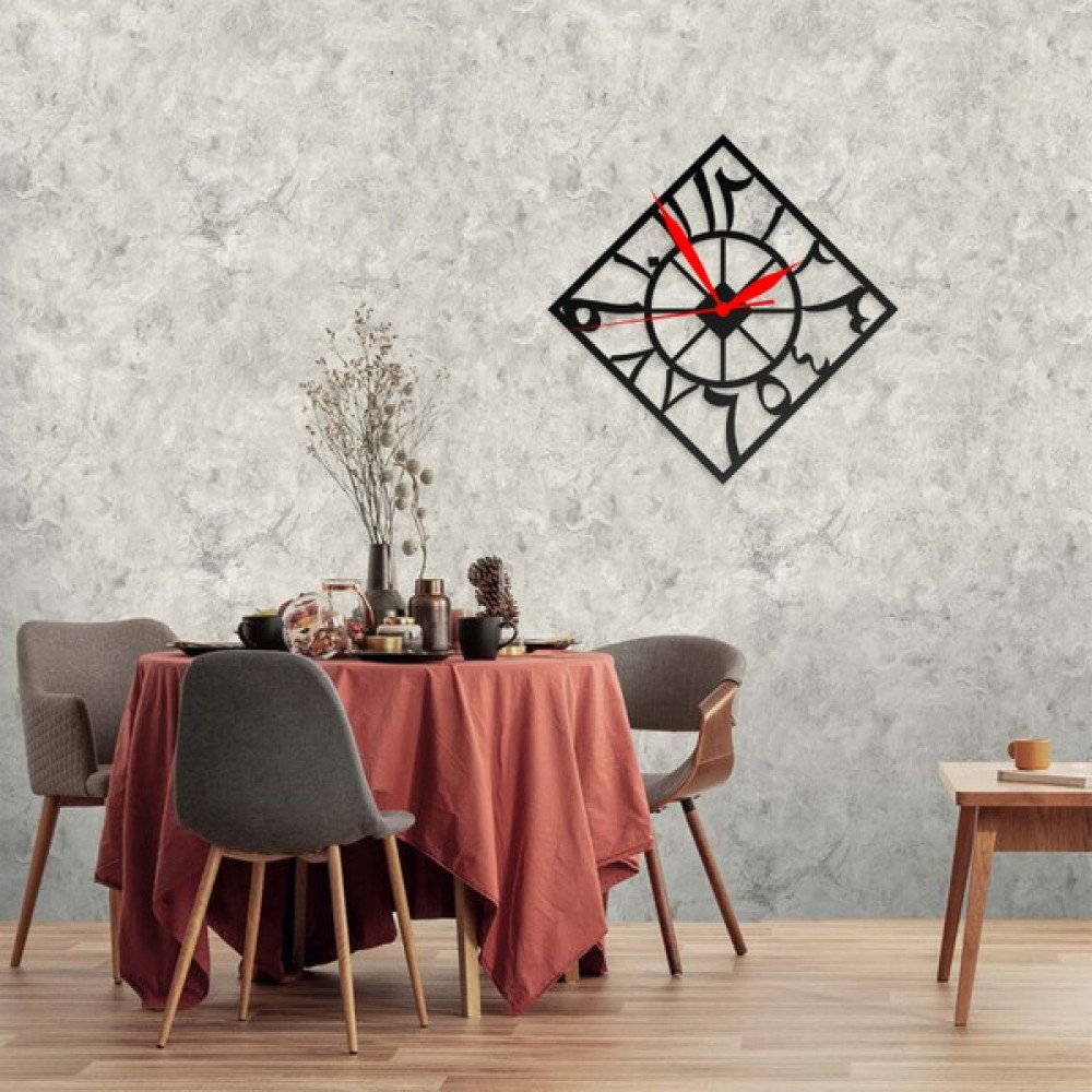 Mova Dizayn Duvar Saati Düz Islami Rakam Tasarımlı Ev ve Ofis Dekoratif Metal Duvar Saati - Siyah - 40 x 50 cm Dekoratif Saat Fiyatı