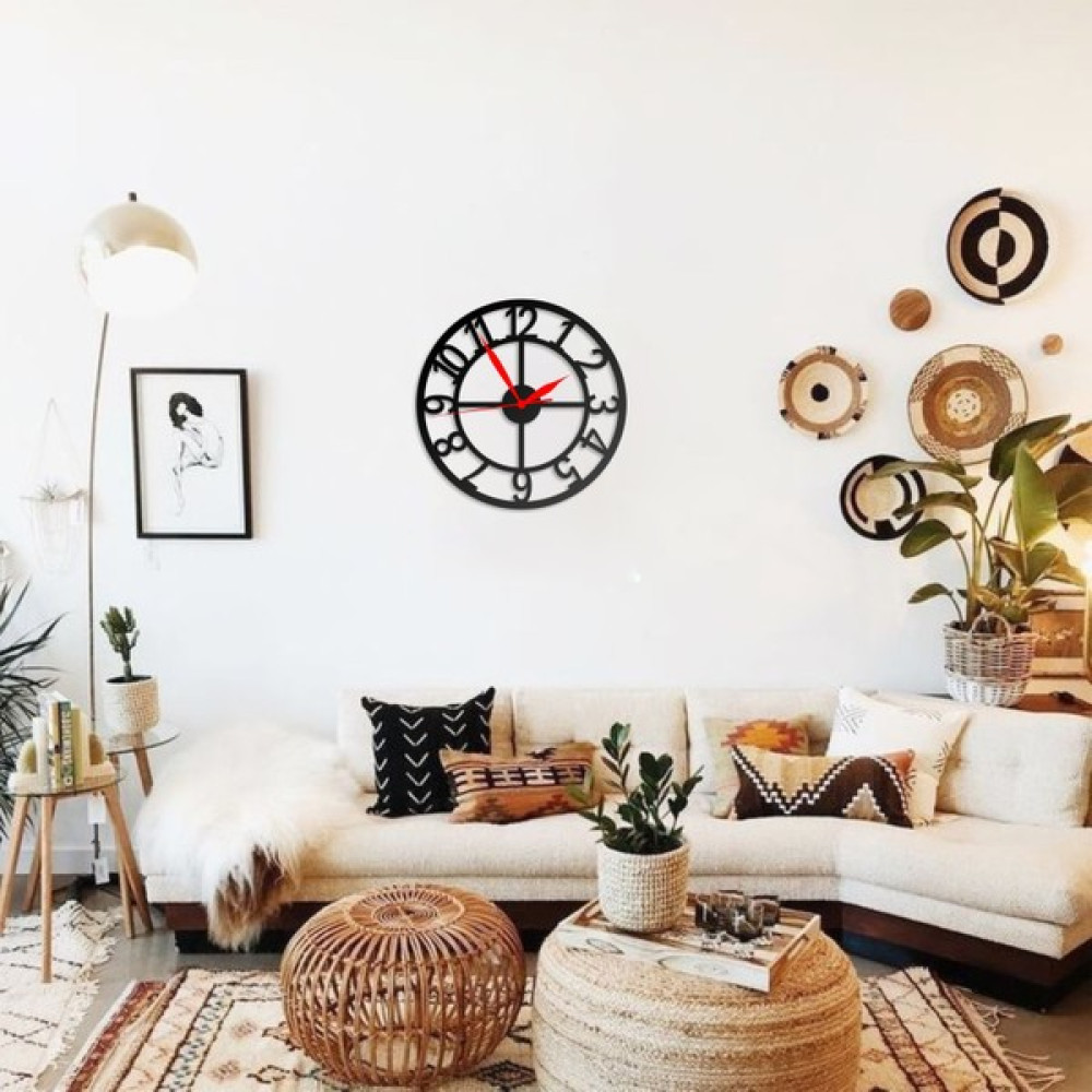 Mova Dizayn Duvar Saati Düz Sade Ergonomik Tasarımlı Ev ve Ofis Dekoratif Metal Duvar Saati - Siyah - 40 x 50 cm Dekoratif Saat Fiyatı