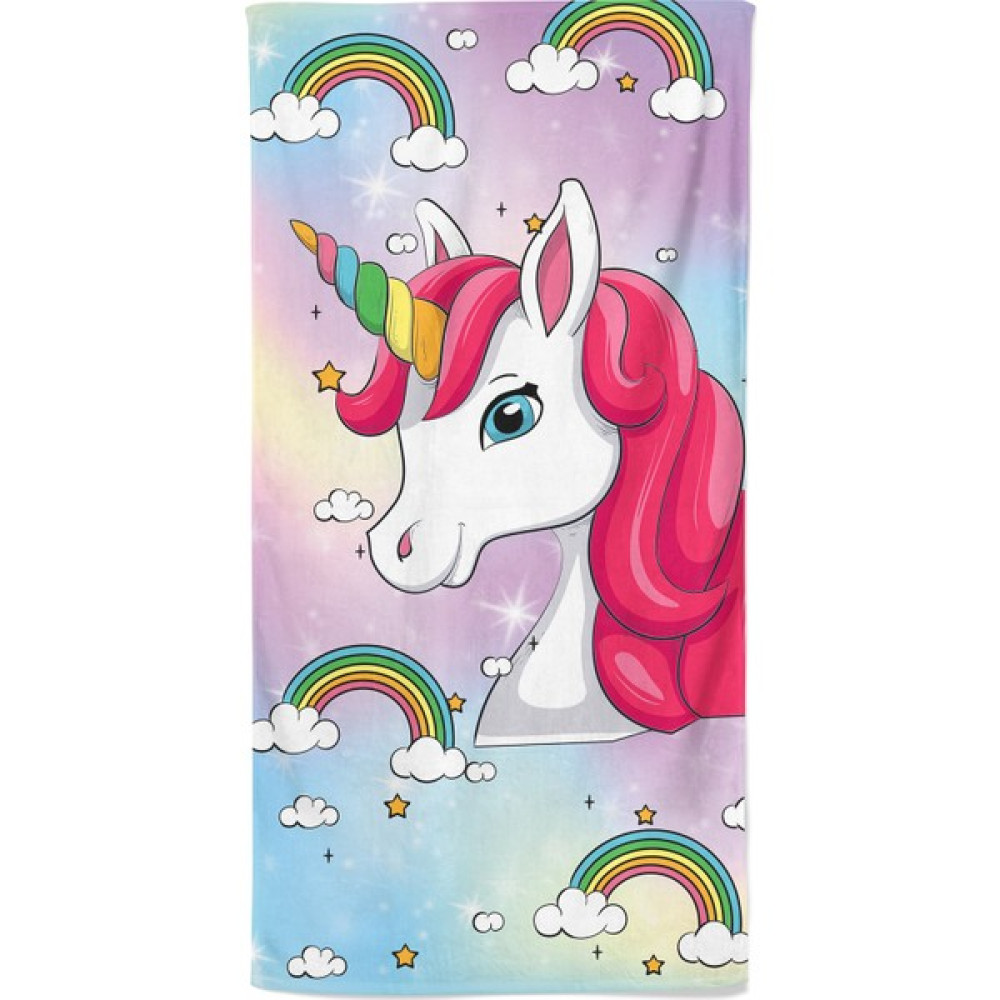 Movebeach Unicorn Desenli Çocuk Plaj Havlusu, Banyo Havlusu - Beyaz - Pembe - 75 x 150 cm Plaj Havlusu Fiyatı