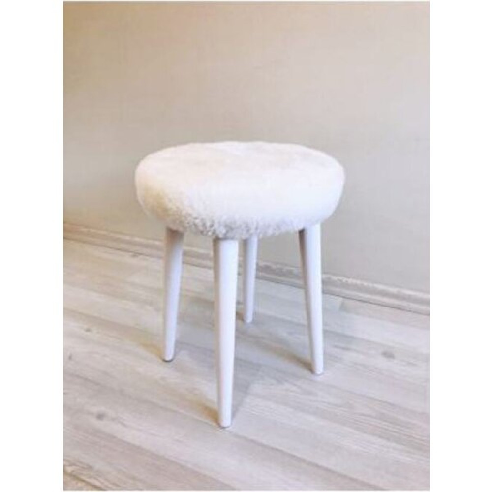 Movia Home Ahşap Ayak Dekoratif Beyaz Peluş Puf Tabure Bench Yuvarlak Koltuk Sandalye 4 Lü Ayak Puf Fiyatı