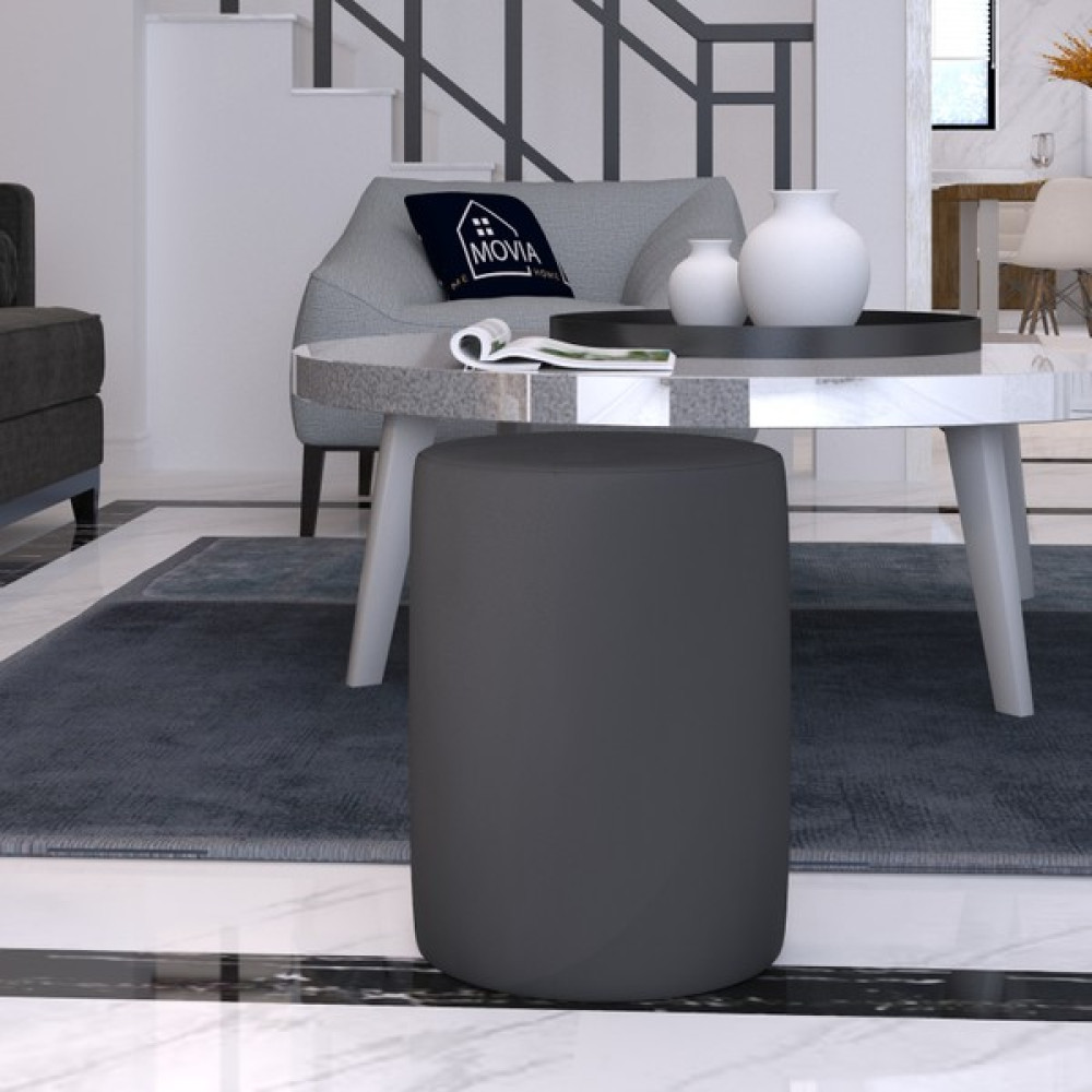 Movia Home Dekoratif Gri Silindir Puf Bench Koltuk Sandalye Soho Antrasit Eko Puf Soho Puf Puf Fiyatı