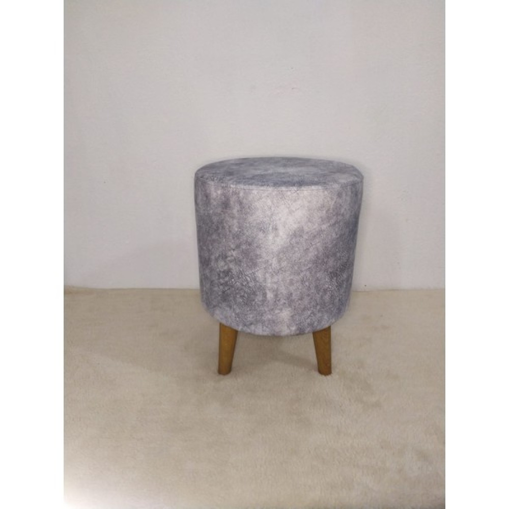 Movia Home Gürgen Retro Ahşap Ayaklı Dekoratif Gri Silindir Puf Bench Koltuk Sandalye Makyaj Koltuğu Puf Puf Fiyatı