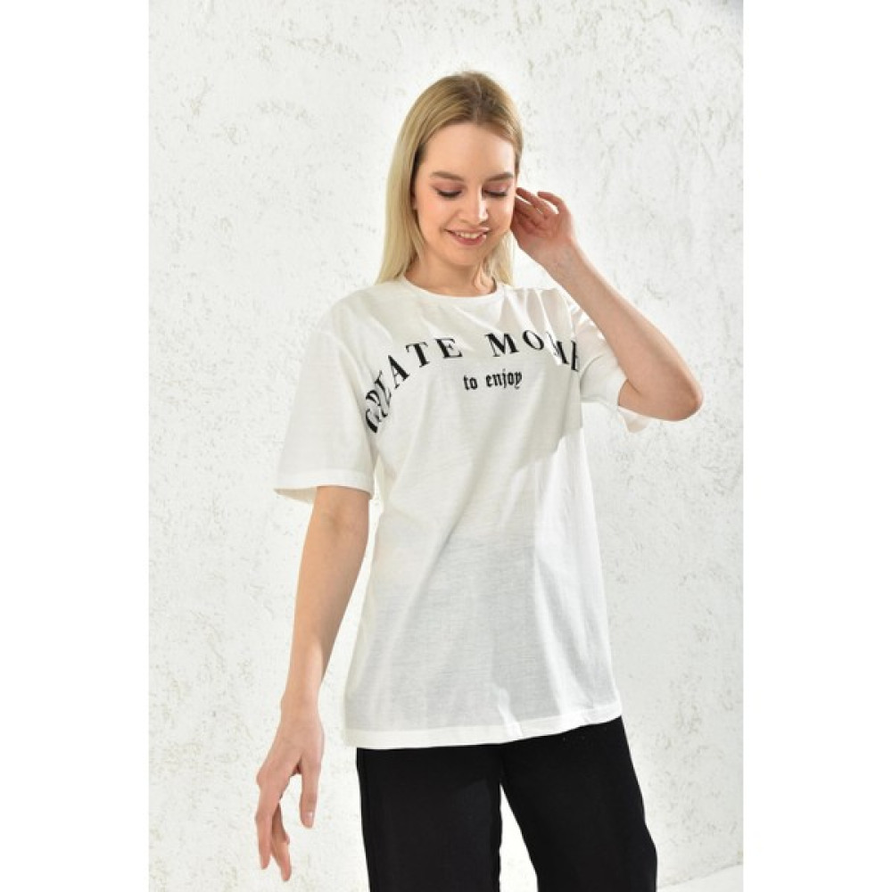 Moviment Beyaz Create Moment Baskılı T-Shirt Bayan T-shirt Fiyatı