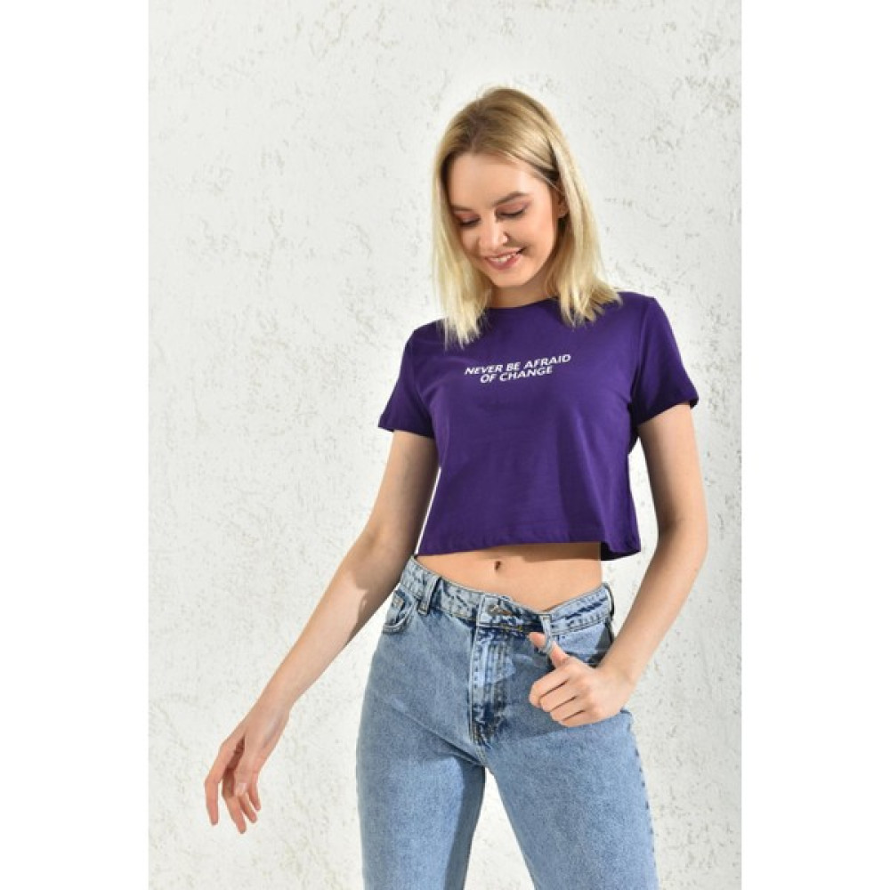Moviment Mor Baskı Detaylı Crop Bluz Bluz Fiyatı