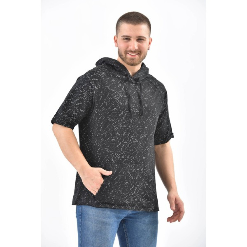 Moviment Siyah Kısa Kollu Kapüşonlu Sweatshirt Erkek Sweatshirt Fiyatı