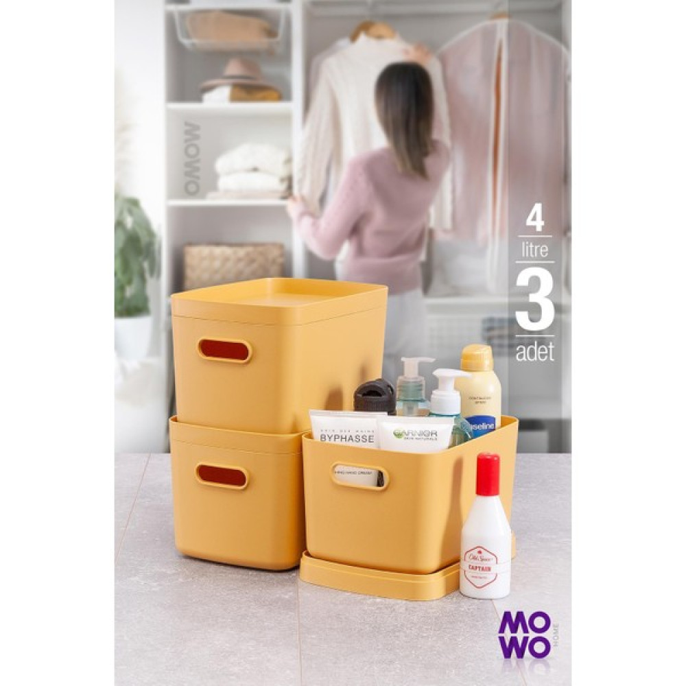 Mowo Home Alegra 3 Adet 4 Lt Hardal Çok Amaçlı Dolap Içi Düzenleyici Kapaklı Kutu, Dekoratif Saklama Kutusu Eşya Saklama Kutusu Fiyatı