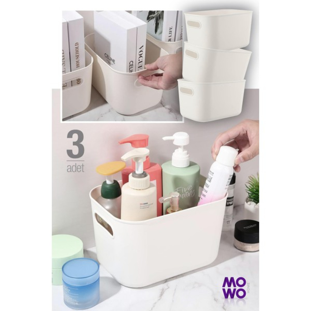 Mowo Home Alegra 4 Lt Krem 3 Adet Dolap Içi Düzenleyici Sepet, Dekoratif Saklama Kutusu, Banyo ve Mutfak Organizer Eşya Saklama Kutusu Fiyatı