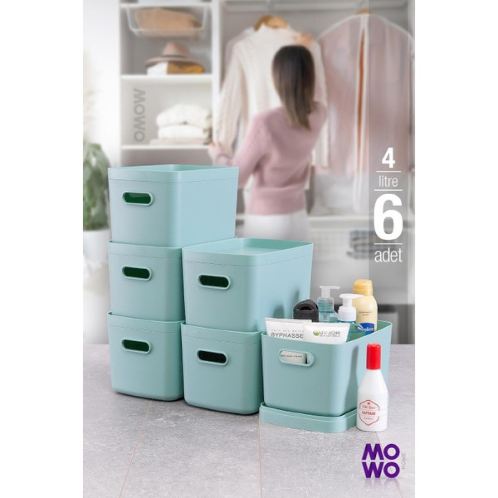 Mowo Home Alegra 6 Adet 4 Lt Turkuaz Çok Amaçlı Dolap Içi Düzenleyici Kapaklı Kutu, Dekoratif Saklama Kutusu Eşya Saklama Kutusu Fiyatı
