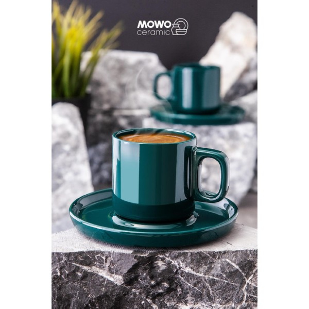 Mowo Home Hatsu El Yapımı Türk Kahvesi Espresso Fincanı Yeşil Renk 2 Adet - 100 ml Fincan / Bardak / Kahve Takımı Fiyatı