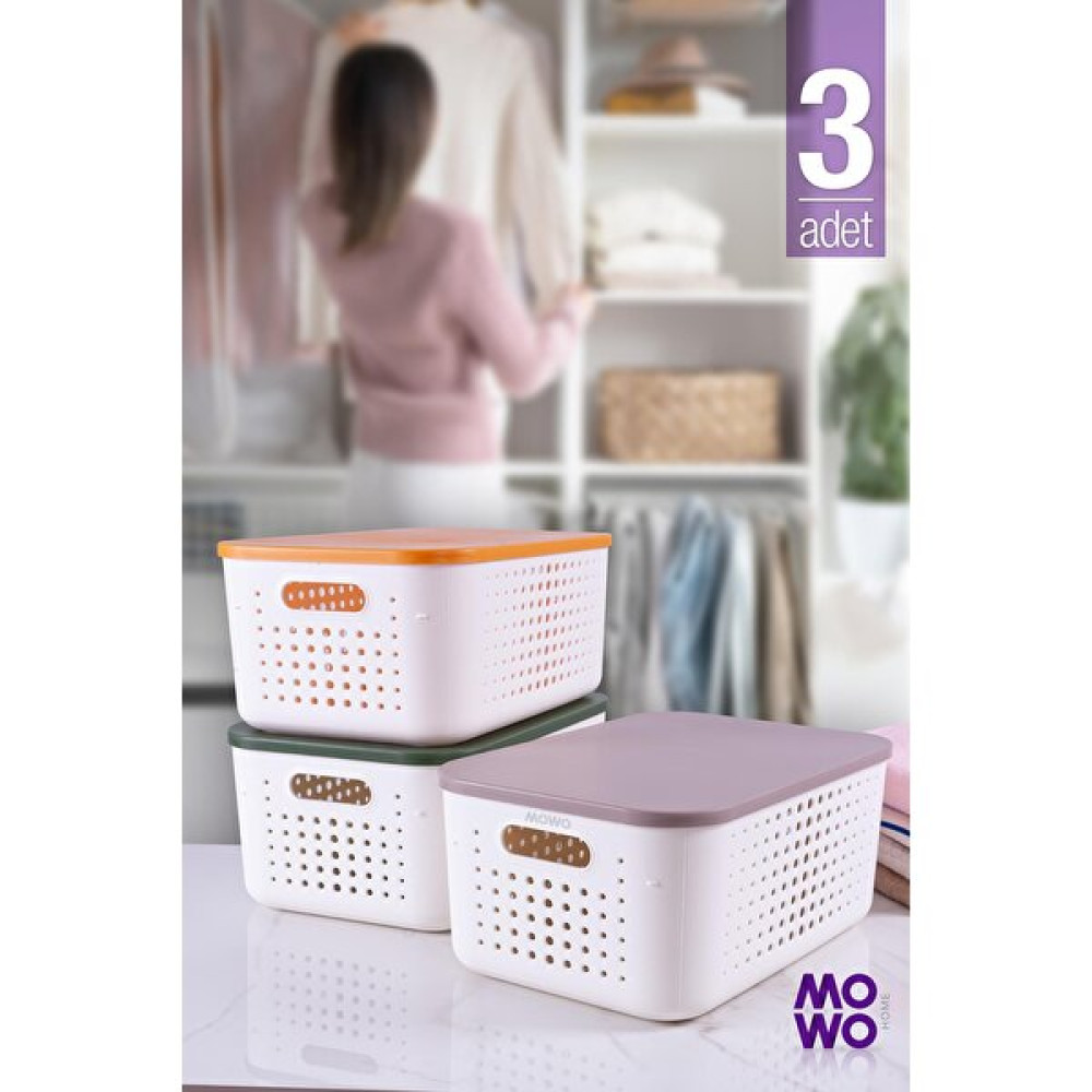 Mowo Home Hollow 13,4 Lt Çok Amaçlı Dolap Içi Düzenleyici Mix Kapaklı Kutu, Dekoratif Saklama Organizer Kutusu - Beyaz Eşya Saklama Kutusu Fiyatı