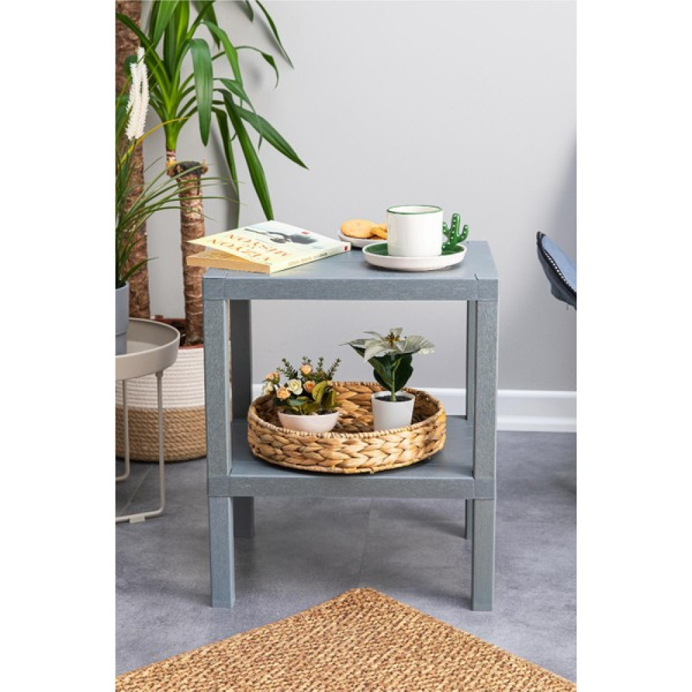 Mowo Home Shelf 2 Katlı Bahçe Sehpası, Gazetelikli Masa, Havuz, Plaj, Balkon, Banyo, Mutfak Sehpası - Gri Bahçe Sehpası Fiyatı