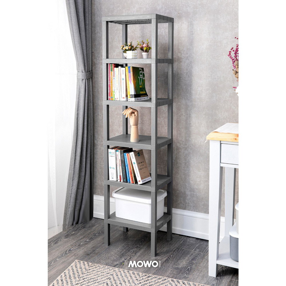 Mowo Home Shelf 6 Katlı Kitaplık Plastik Raf Ünitesi - Gri Kitaplık Fiyatı