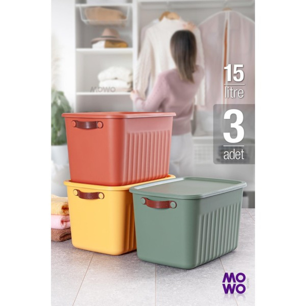 Mowo Home Storage Box Mix 3 Adet 15 Lt Çok Amaçlı Düzenleyici Kapaklı Kutu, Dekoratif Saklama Kutusu, Organizer - Renkli Eşya Saklama Kutusu Fiyatı