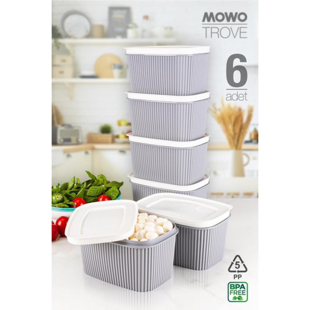 Mowo Home Trove Gri 1,3 Lt 6 Adet Mutfak Saklama Kabı, Erzak Kabı Saklama Kapları Fiyatı