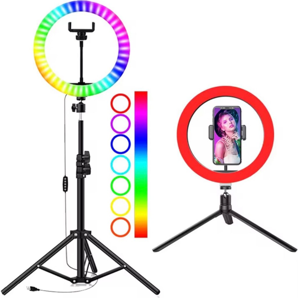 Moxti LED Işıklı Tripod 10 Inç Rgb Halka Youtuber Tiktok Makyaj Işığı Ayaklı Tripot Ring Fill Light - Beyaz Diğer Fiyatı