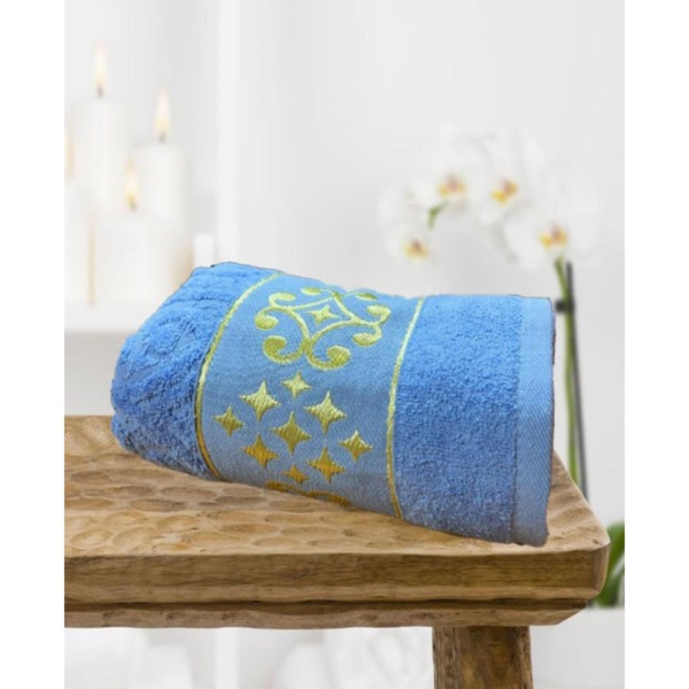 MOY Kadife Luxury Desen El Havlusu - Mavi - 50 x 80 cm El / Yüz Havlusu Fiyatı