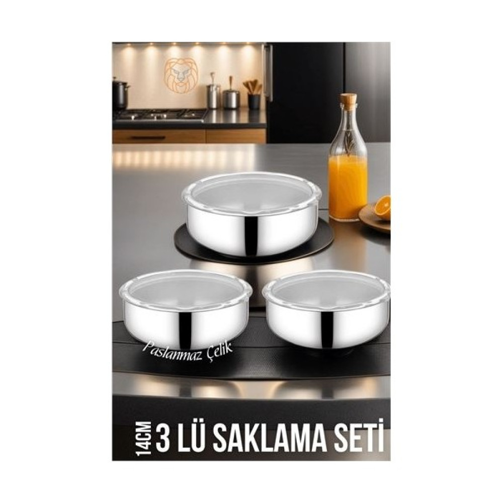 Moyka Saklama Kabı 3 Lü Saklama Kabı Seti 14 cm Paslanmaz Çelik 719250 Saklama Kapları Fiyatı