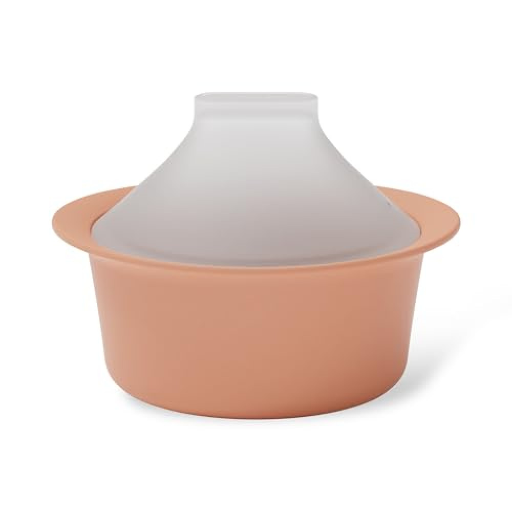 Moyuum Silicone Microwave Steamer | Made in Korea, Baby Food Maker Bowl with Lid, Egg and Vegetable Steam Cooker, Japanese Donabe Inspired Cooking Pot, Dishwasher Safe (Large, TerraCotta)