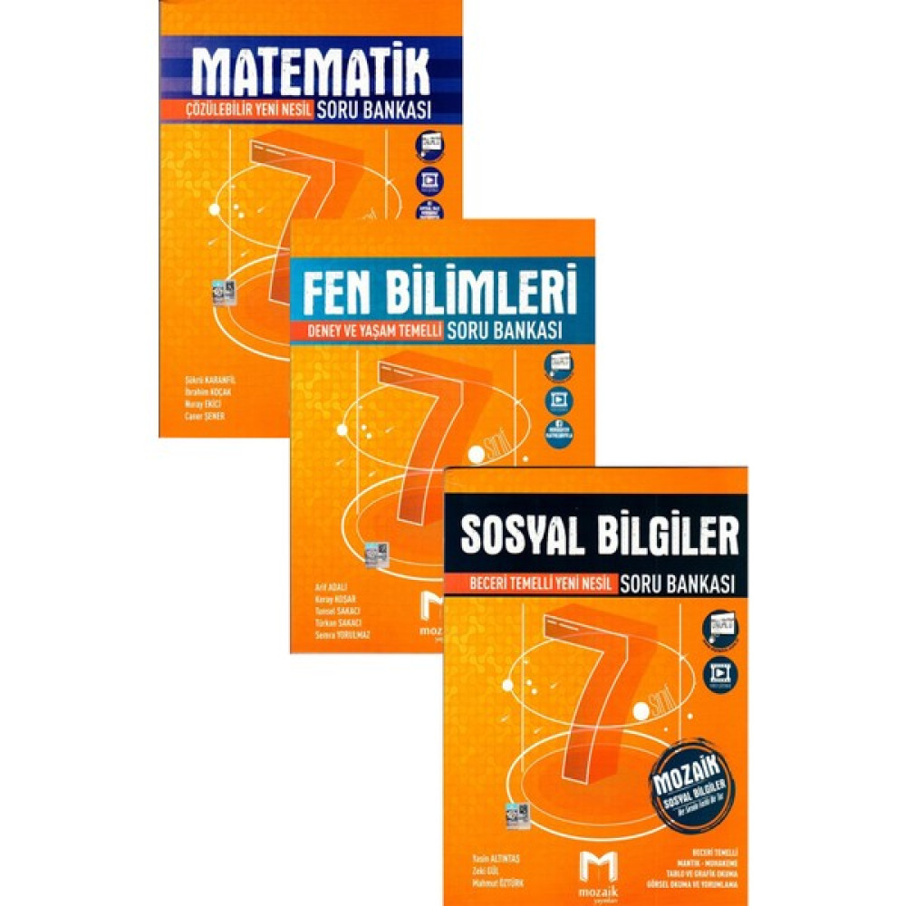 Mozaik Yayınları 7. Sınıf Matematik + Fen Bilimleri + Sosyal Bilgiler Soru Bankası Seti 2021 Kaynak Kitapları Fiyatı