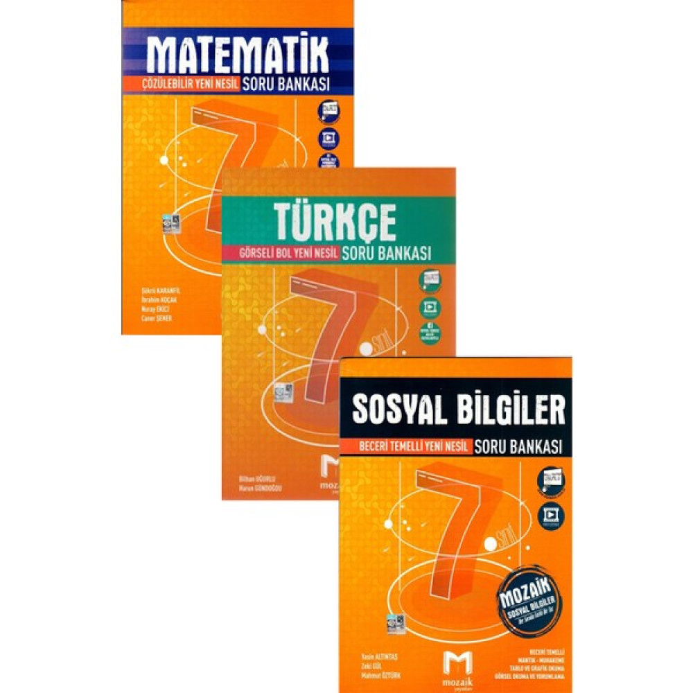 Mozaik Yayınları 7. Sınıf Matematik + Türkçe + Sosyal Bilgiler Soru Bankası Seti 2021 Kaynak Kitapları Fiyatı