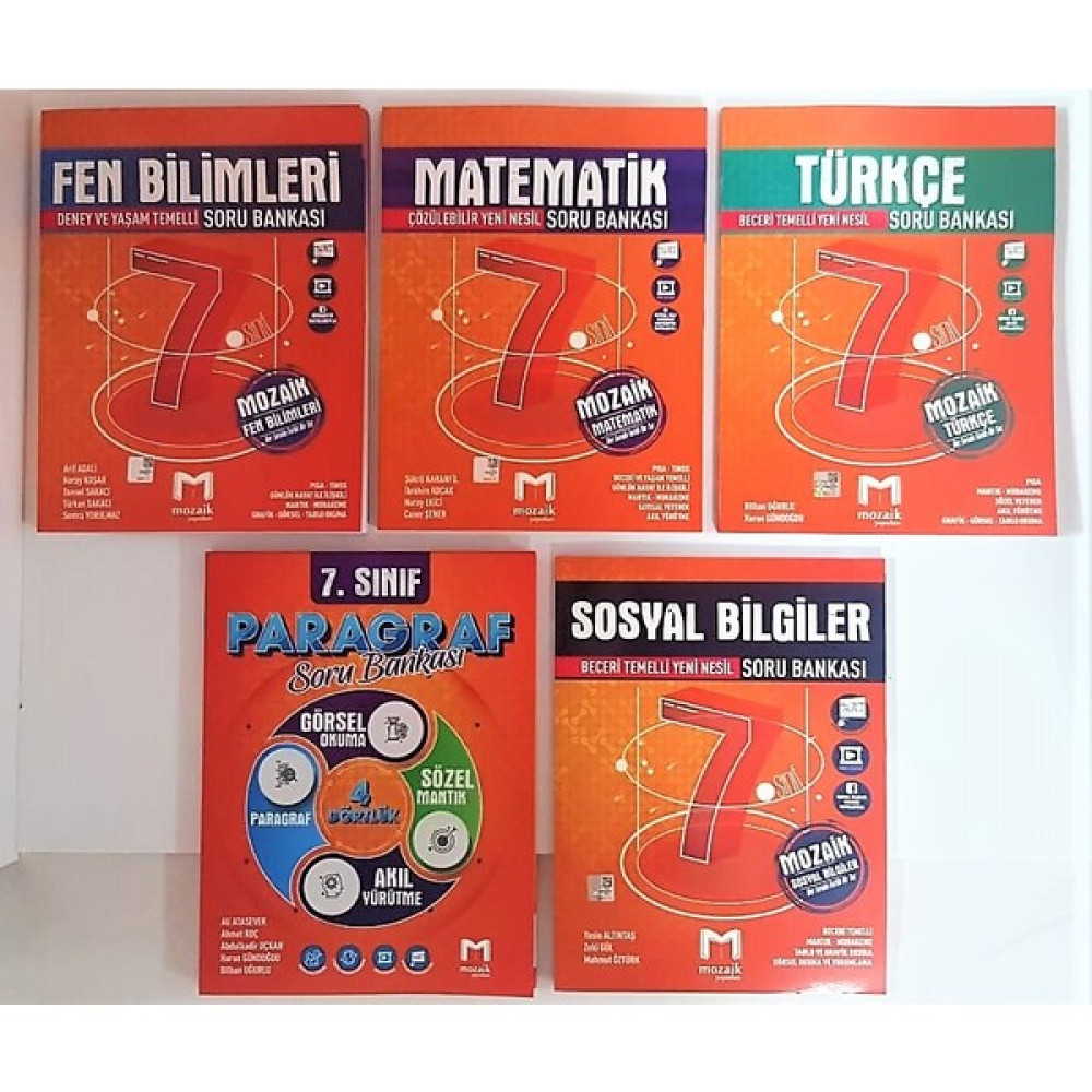 Mozaik Yayınları 7. Sınıf Soru Bankası Seti 5 Kitap TÜRKÇE-MATEMATIK-FEN-SOSYAL-PARAGRAF-2023 KPSS Fiyatı