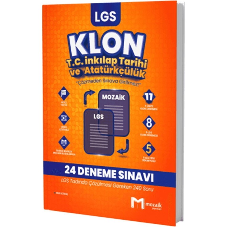 Mozaik Yayınları 8. Sınıf LGS T.C. İnkılap Tarihi ve Atatürkçülük Klon 24 Deneme Sınavı Diğer Fiyatı