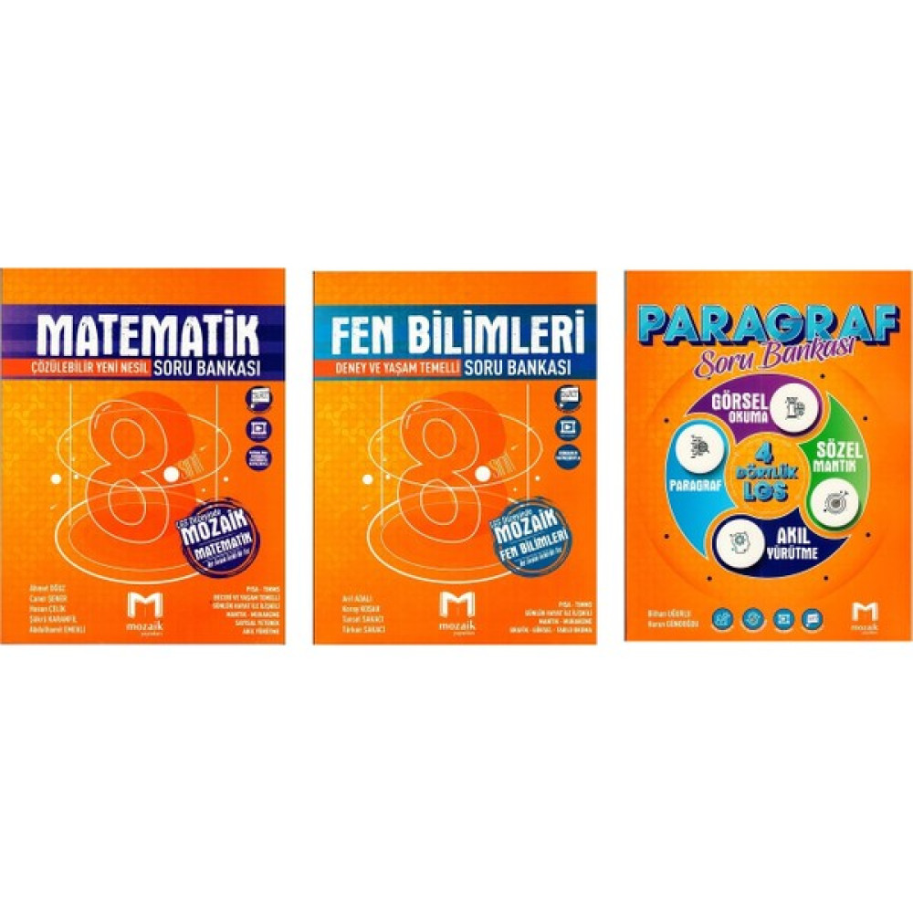 Mozaik Yayınları 8. Sınıf Mozaik S.B. Matematik & Fen &paragraf Kaynak Kitapları Fiyatı