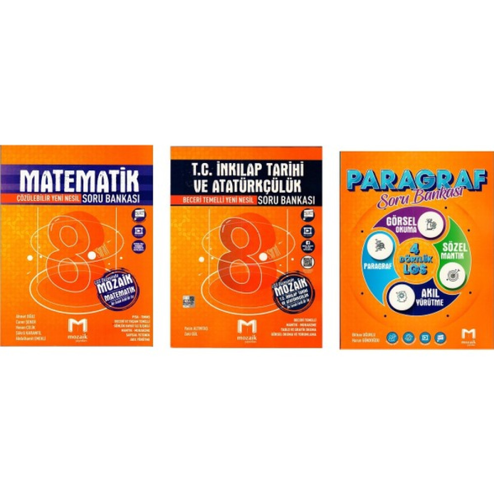 Mozaik Yayınları 8. Sınıf Mozaik S.B. Matematik & Inkılap & Paragraf Kaynak Kitapları Fiyatı