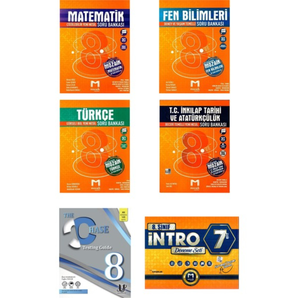 Mozaik Yayınları 8.Sınıf Matematik+Fen+Türkçe+İnkılap Soru+İngilizce Test Book+Intro 7'li Deneme Seti Tüm Dersler Fiyatı