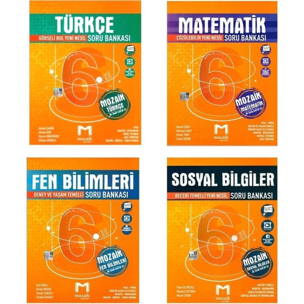 Mozaik Yayınları Mozaik Yayınları 6. Sınıf Soru Bankaları - Türkçe + Matematik + Fen Bilimleri + Sosyal Bilgiler Tüm Dersler Fiyatı