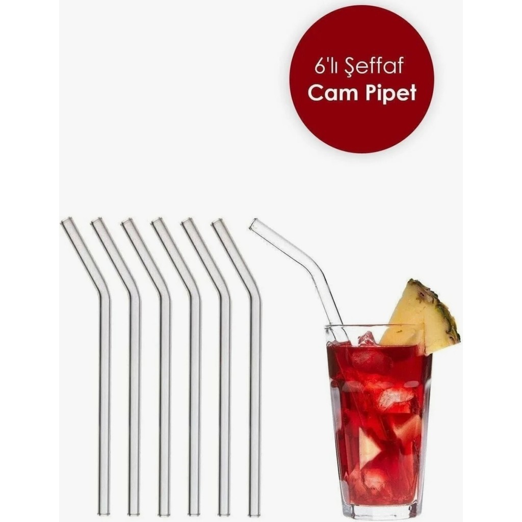 Mozaikturk Şeffaf 6'lı Cam Eğimli Pipet Diğer Fiyatı