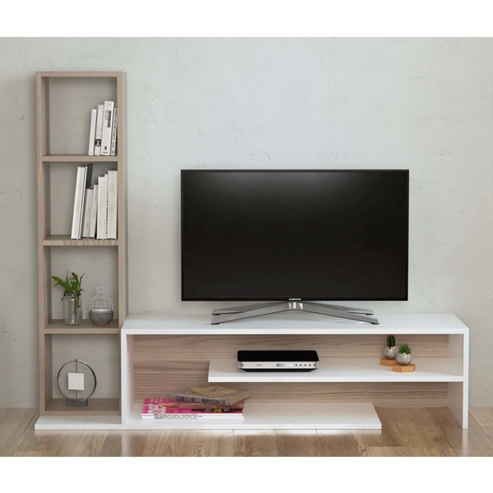 Mozide Tv Ünitesi - Meşe - Beyaz Tv Ünitesi / Sehpası Fiyatı