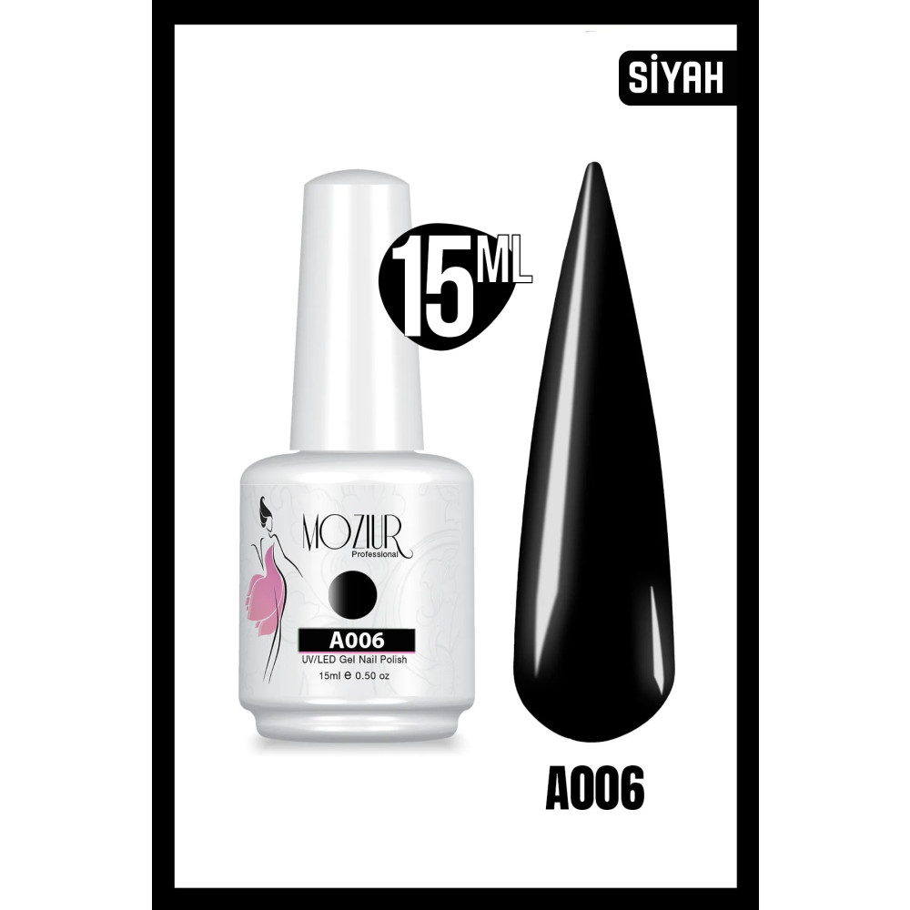 MOZIUR A006 (SİYAH) Uv Led Kalıcı Oje 15ml Ana Renkler Oje Fiyatı