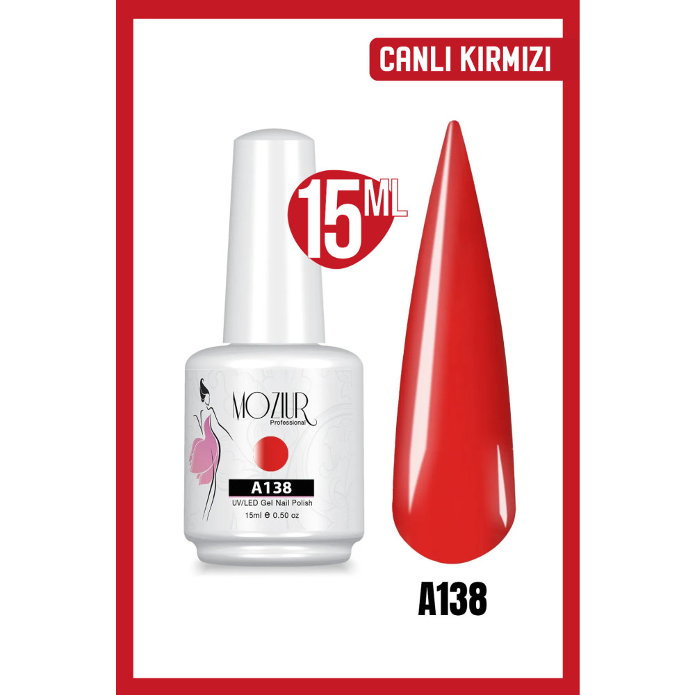 MOZIUR A138 Uv Led Kalıcı Oje (CANLI KIRMIZI) 15ml Oje Fiyatı