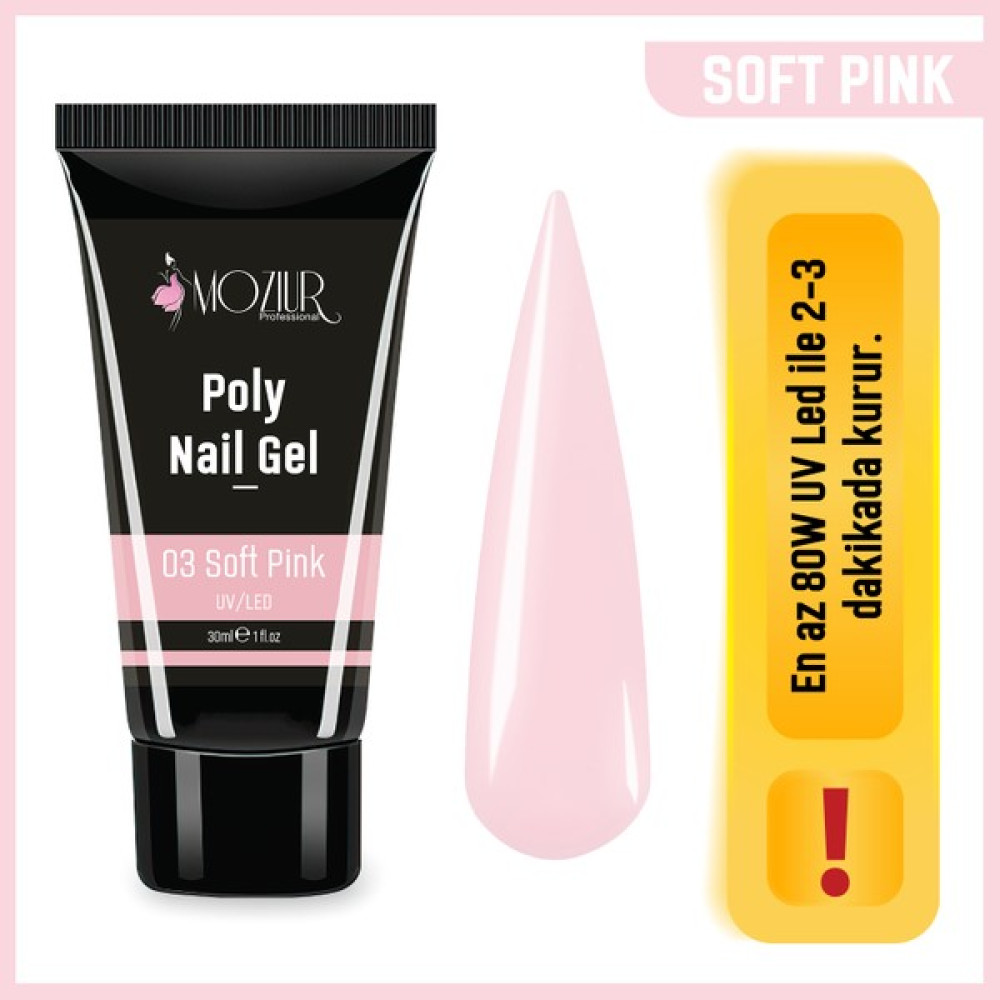 MOZIUR Uv/Led Poly Jel 30ml - Soft Pink Oje Fiyatı