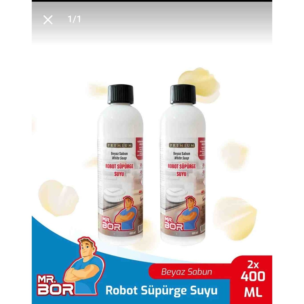 Mr. Bor Beyaz Sabunlu Robot Süpürge Suyu 400 ml x 2 Adet Akıllı Temizlik Ürünü Robot Süpürgeler Fiyatı