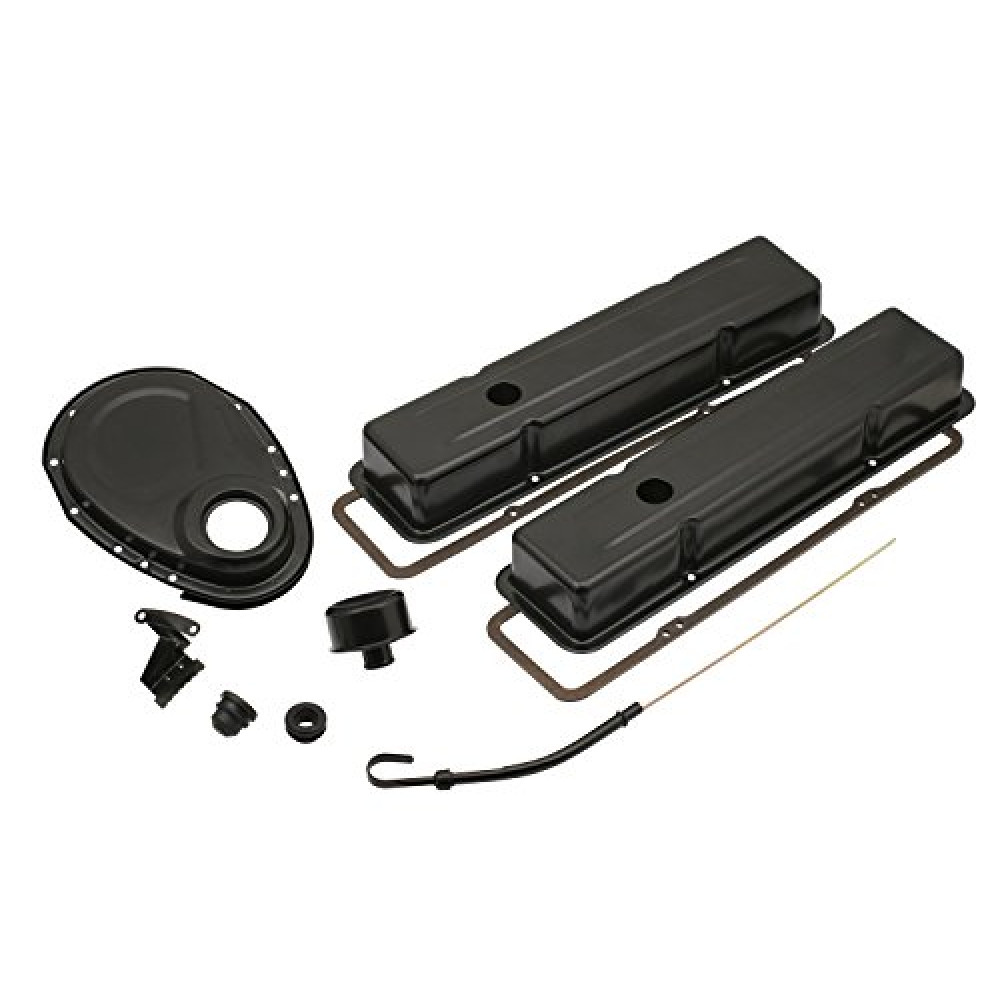 Mr. Gasket 9834BP Flat Black Engine Dress-Up Kit for Small Block Chevy