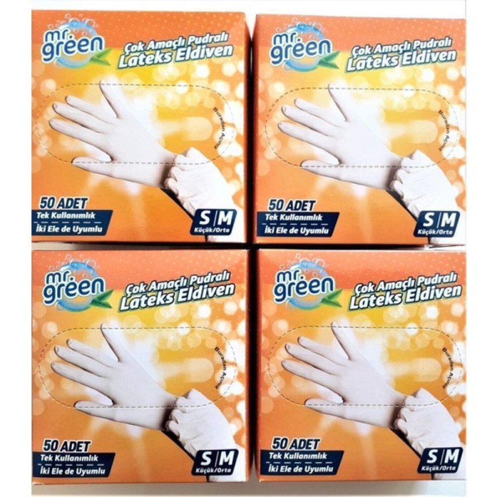 Mr Green Pudralı Lateks Eldiven Mr.Green 200 Adet S/M Beden Oto Boyaları Fiyatı
