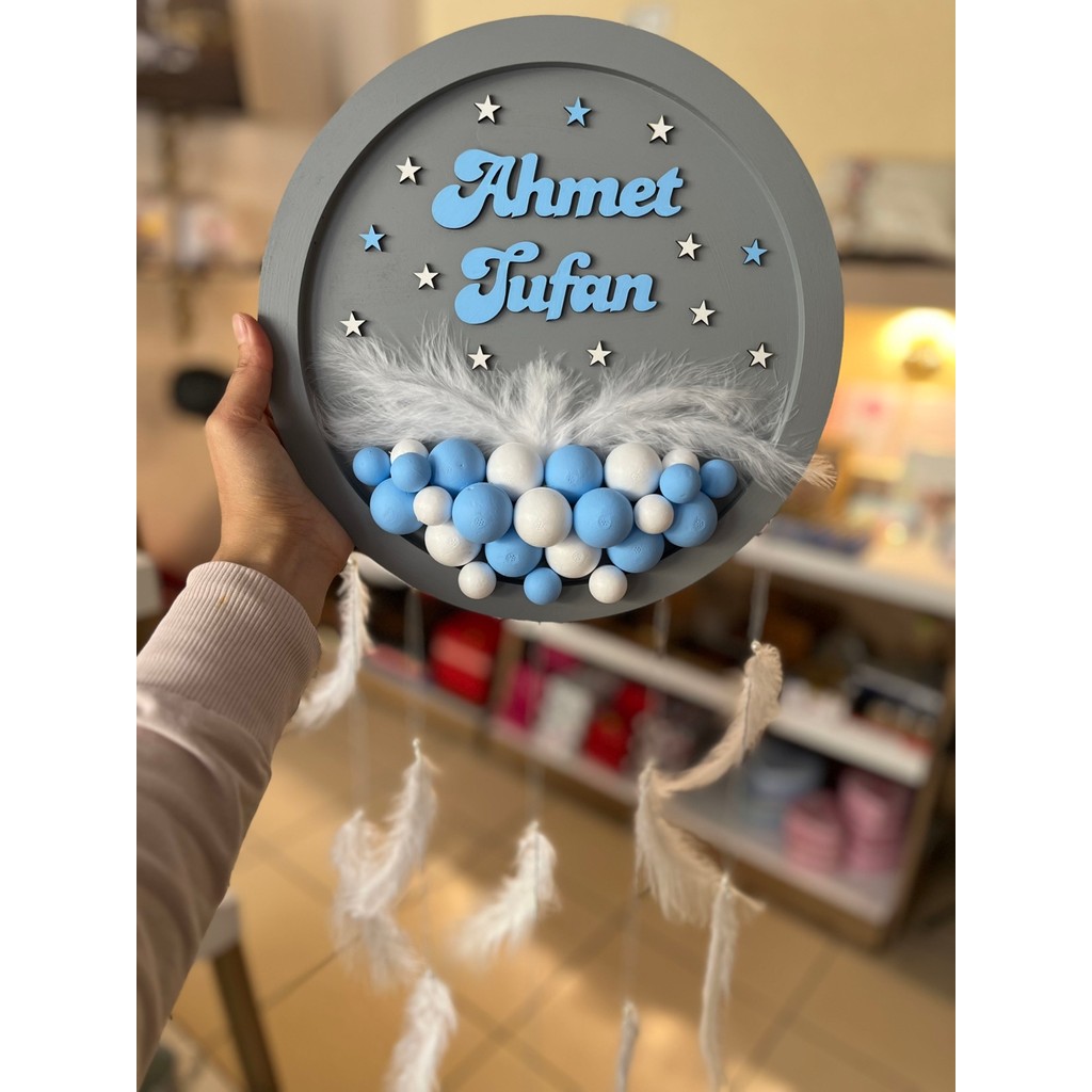 Mr Home Isimli Bubble Bebek Kapı Süsü-Erkek Bebek Ahşap Kapı Süsü Hastane-Çocuk Odası Dekorasyonu Bebek Kapı Süsü Fiyatı